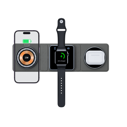 3-in-1 Foldable Wireless Charging Station - Charges iPhone, Apple Watch & AirPods Simultaneously